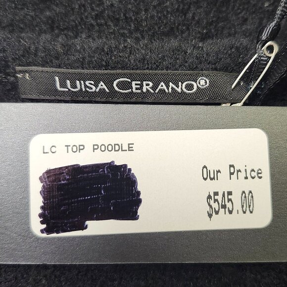 Luisa Cerano Women's Black/Grey Poodle Sweater W/Rhinestones Size 16 - Picture 4 of 11